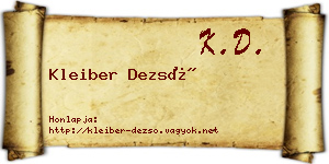 Kleiber Dezső névjegykártya
